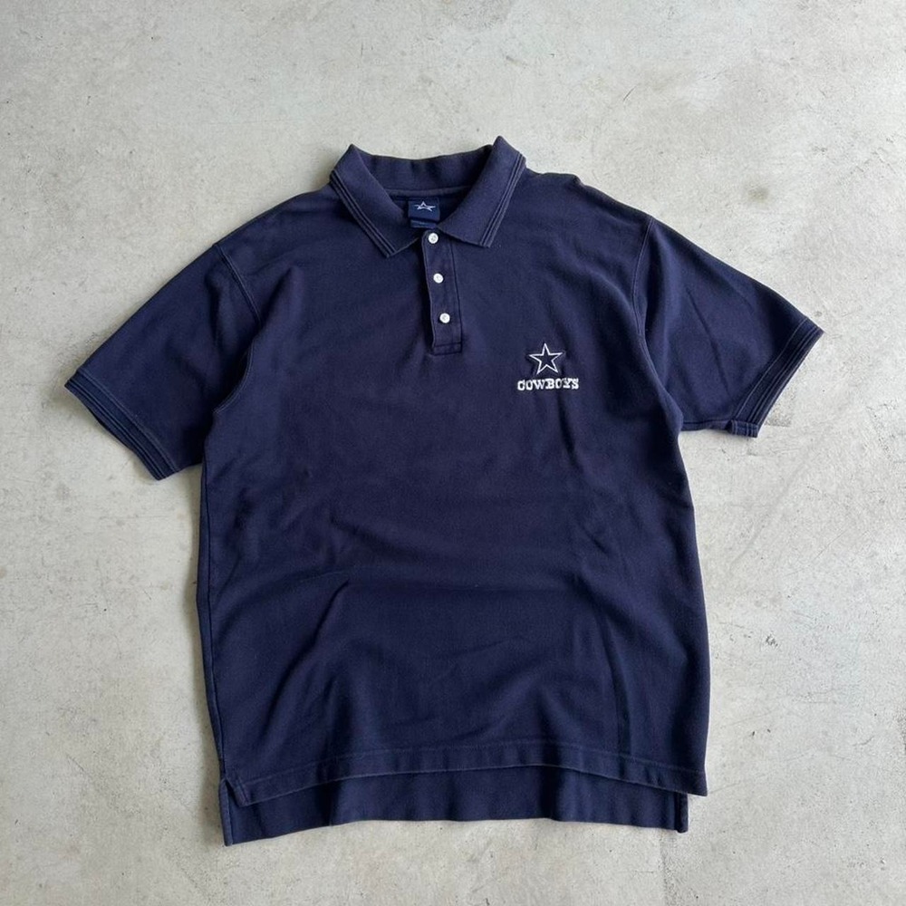 Vintage NFL Dallas Cowboys Navy Blue Polo Shirt Size L